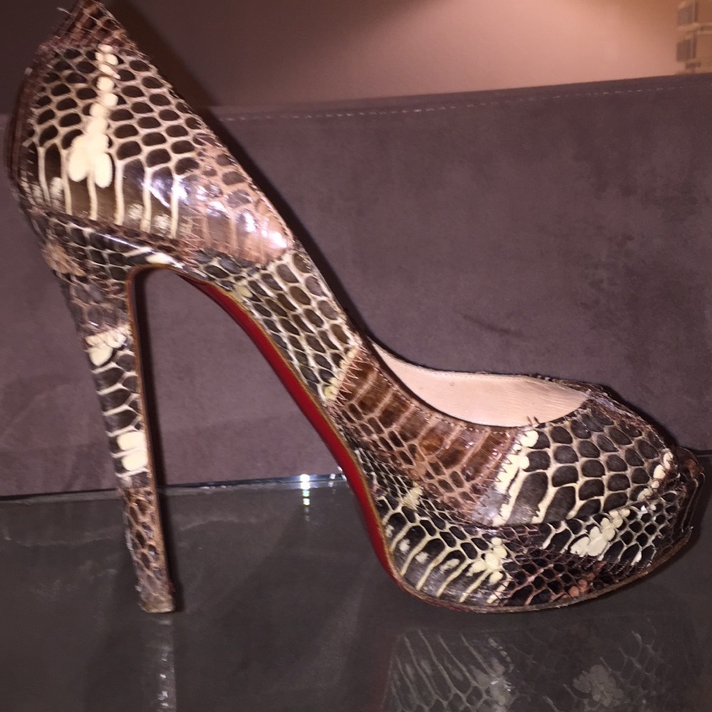 Christian Louboutin snake skin platform pumps